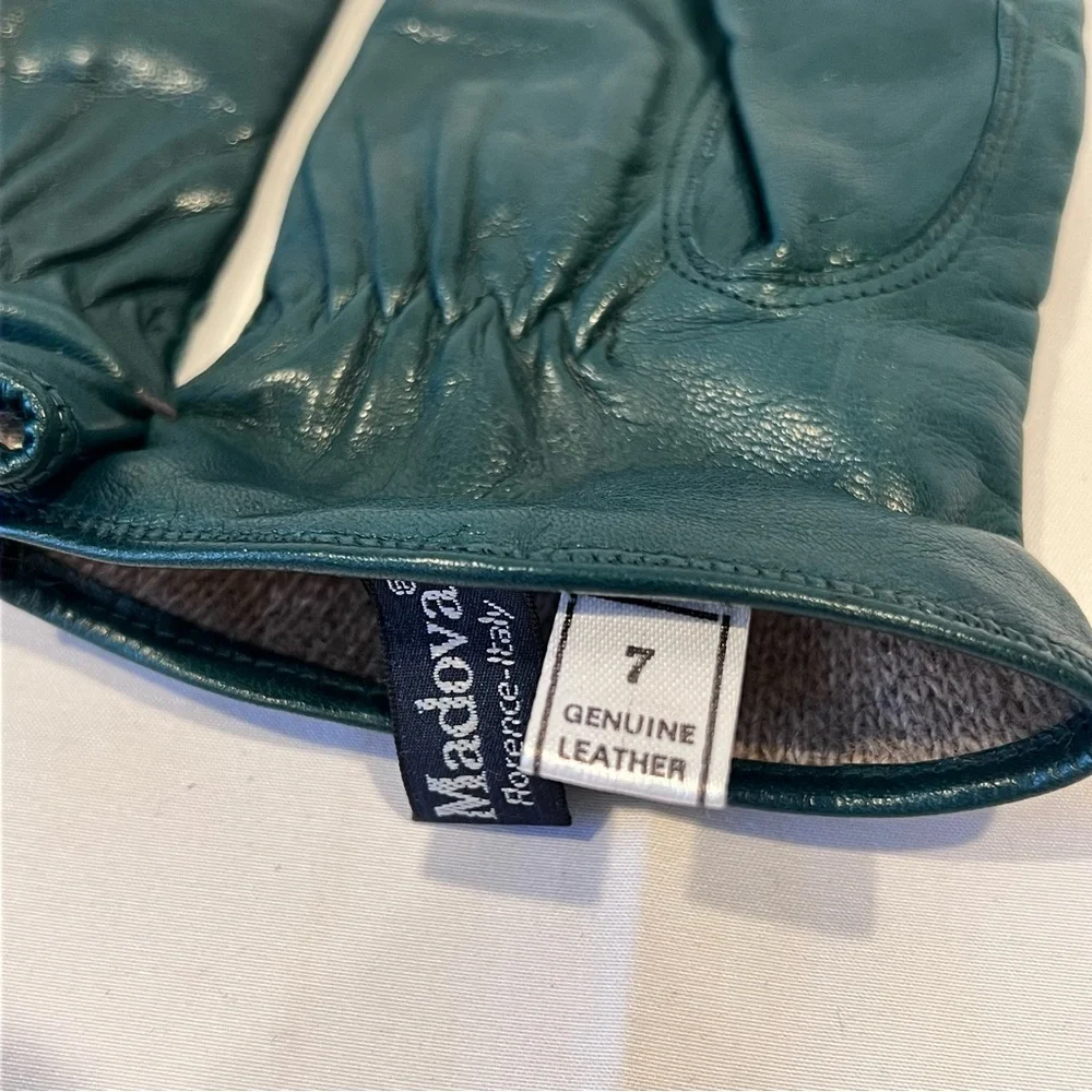 Madova Firenze Italy Cashmere Lined Leather Gloves Women’s Size 7 Green NWT